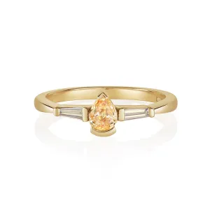 Saffron Pear Yellow Diamond Ring
