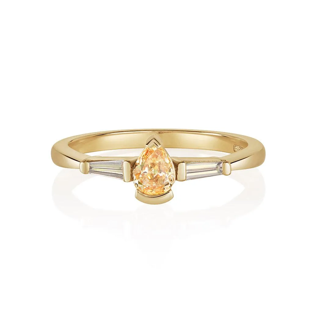 Saffron Pear Yellow Diamond Ring