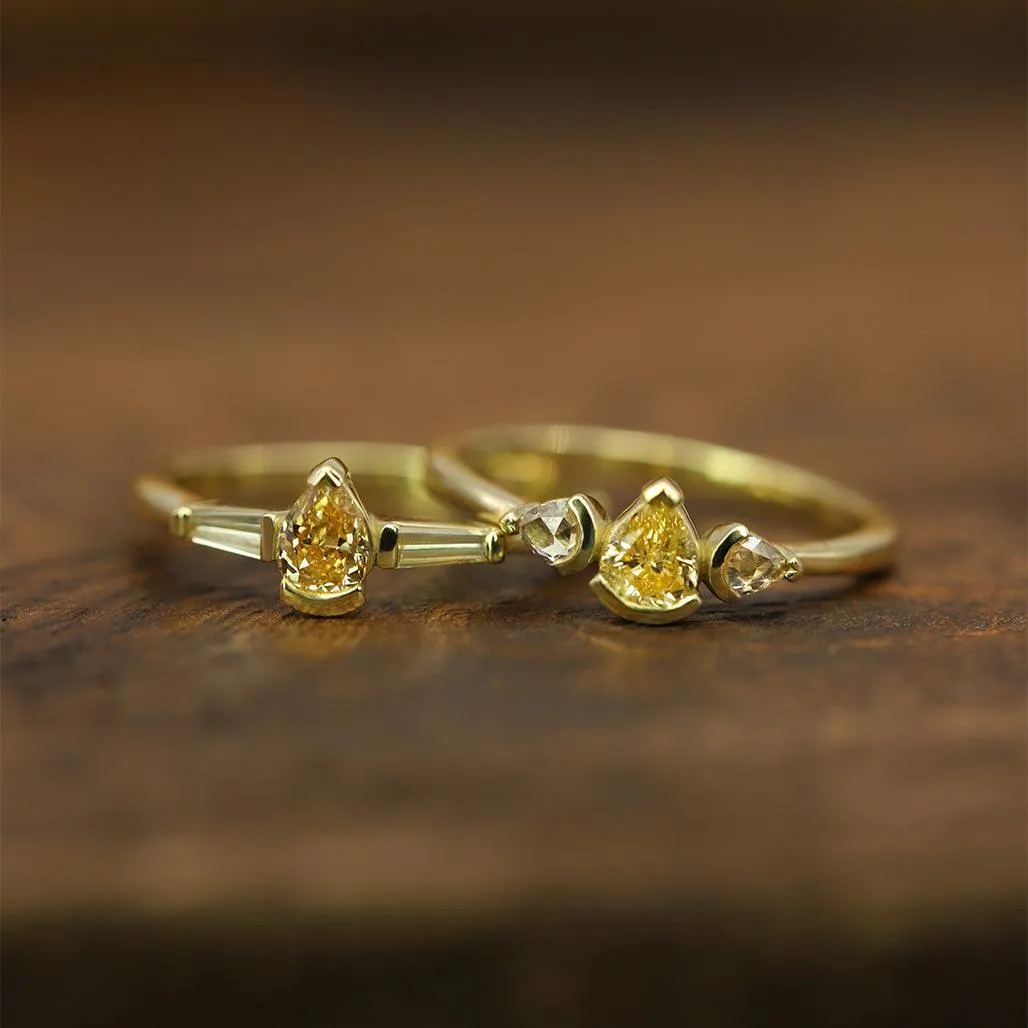 Saffron Pear Yellow Diamond Ring