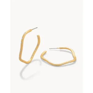 Sand Bar Wave Hoop Earrings - White Opal