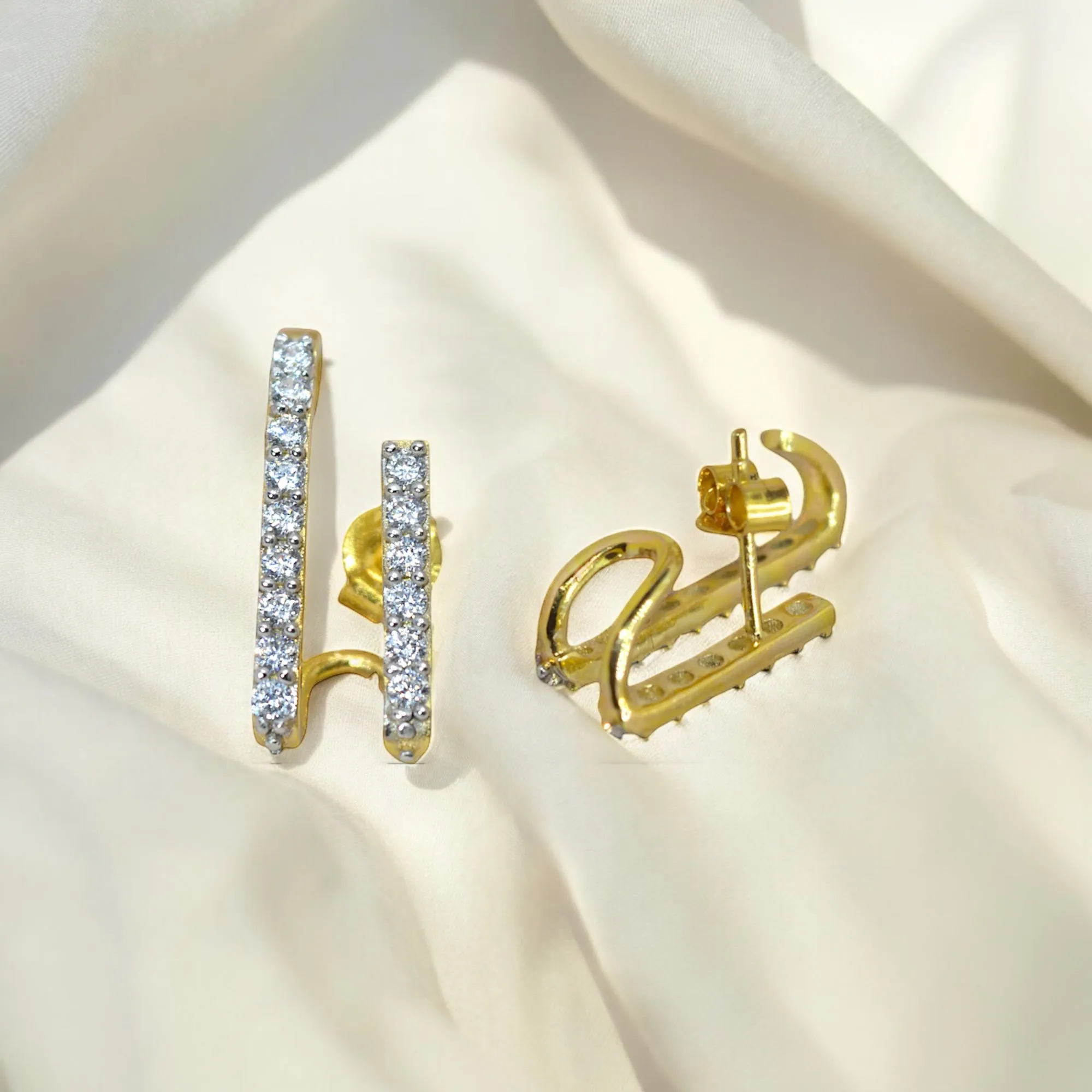 Shimmering Bars Luxury Cuff Earrings