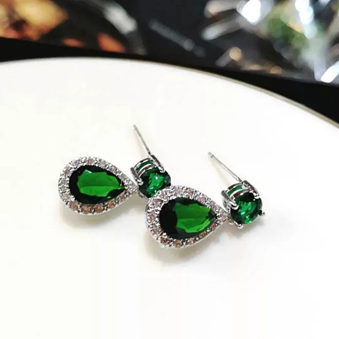 Shimmering Petite Teardrop Pear Shaped Rhinestone Dangle Earrings