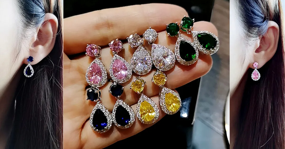 Shimmering Petite Teardrop Pear Shaped Rhinestone Dangle Earrings