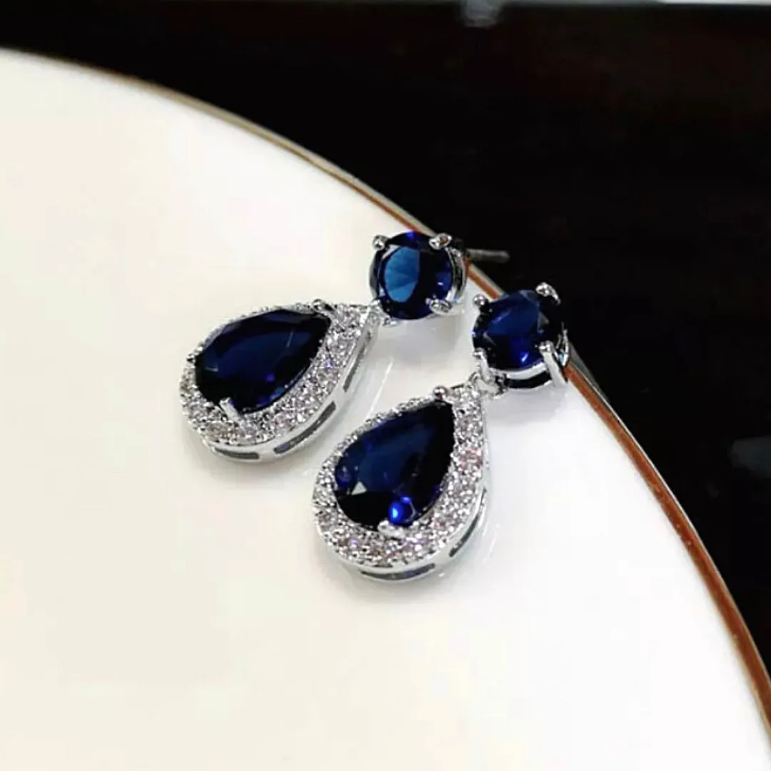Shimmering Petite Teardrop Pear Shaped Rhinestone Dangle Earrings