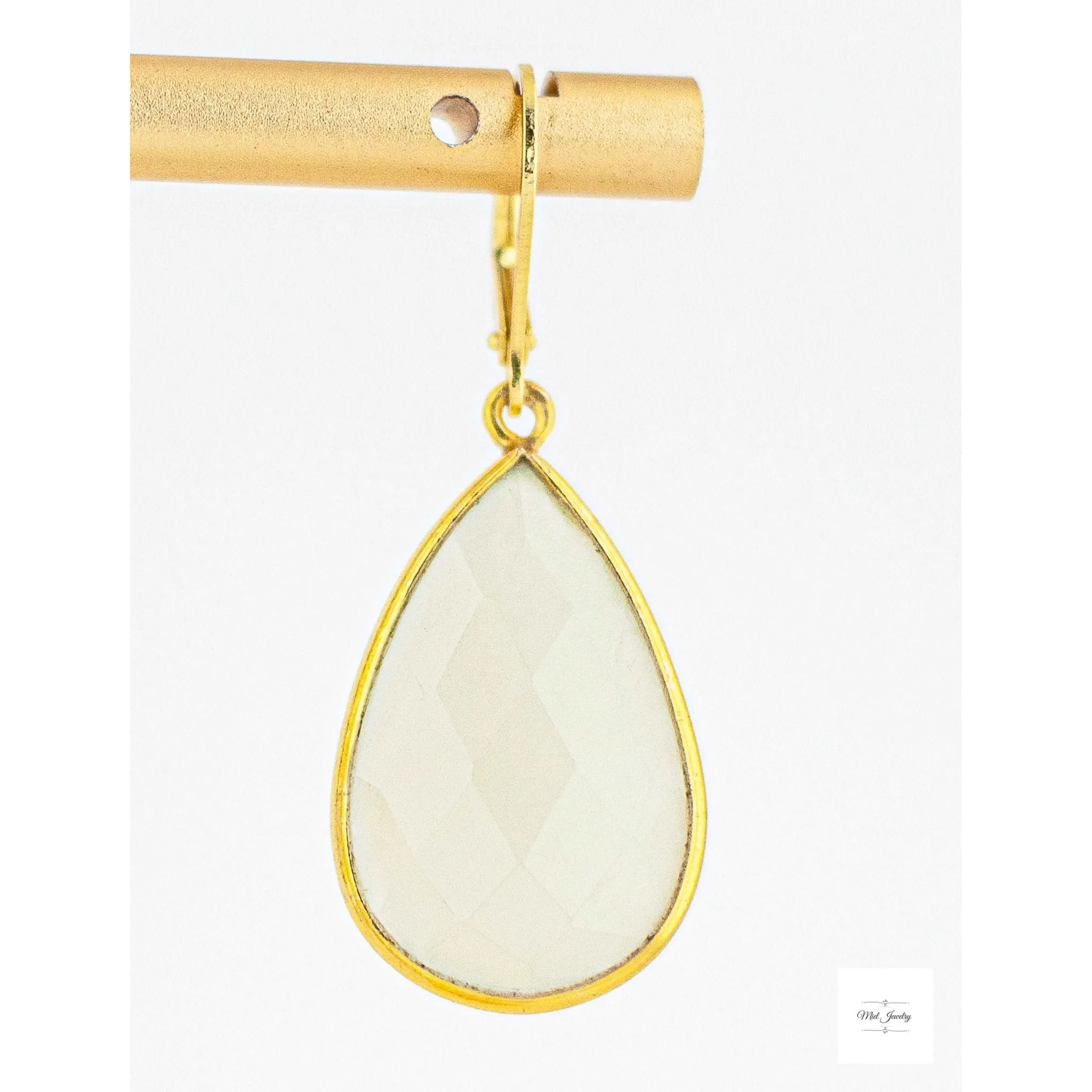 Shimmering White Moonstone Earrings: White Statement Earrings
