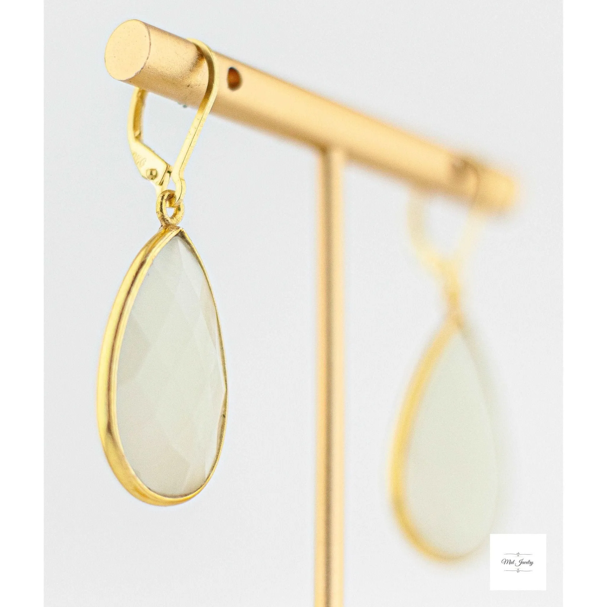Shimmering White Moonstone Earrings: White Statement Earrings
