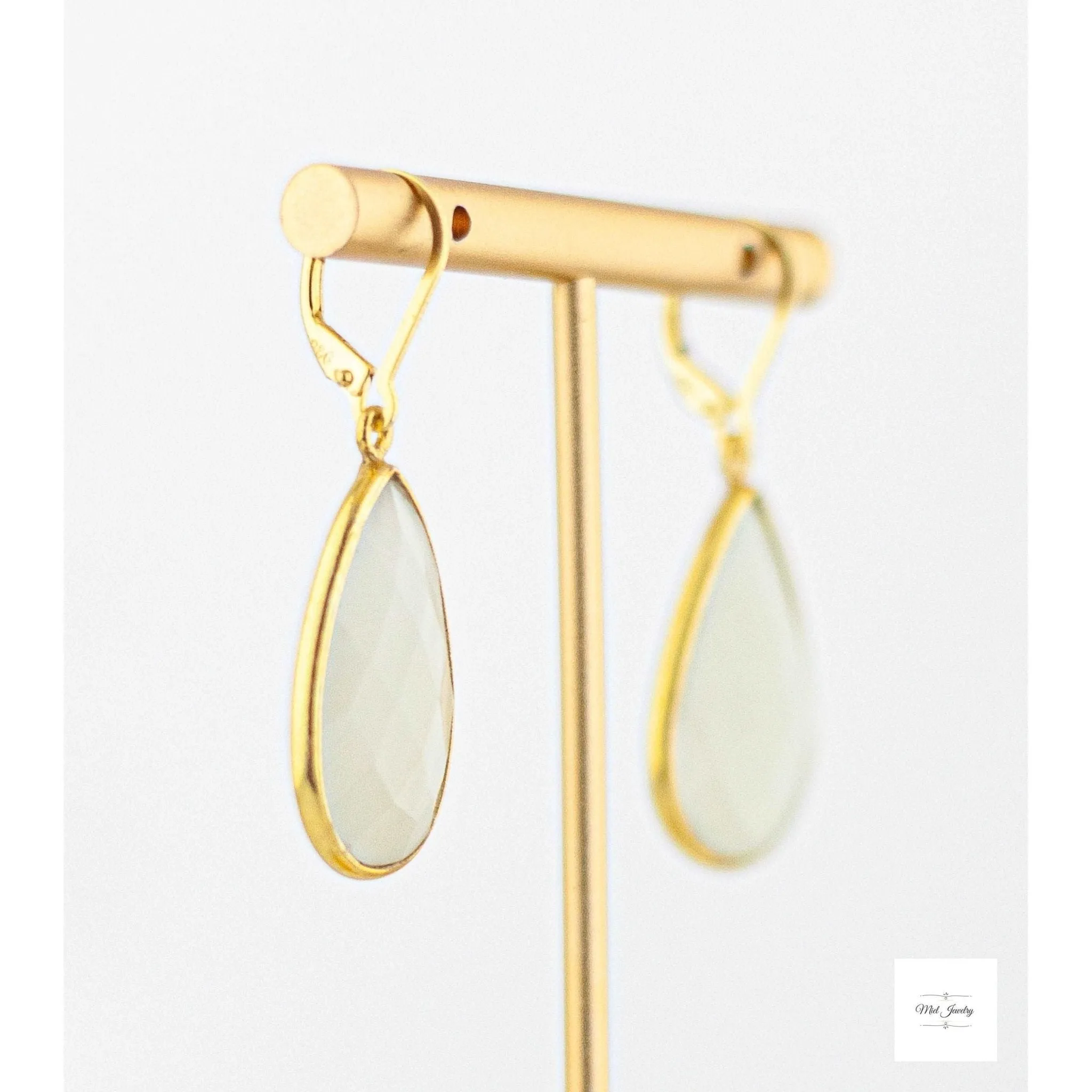 Shimmering White Moonstone Earrings: White Statement Earrings
