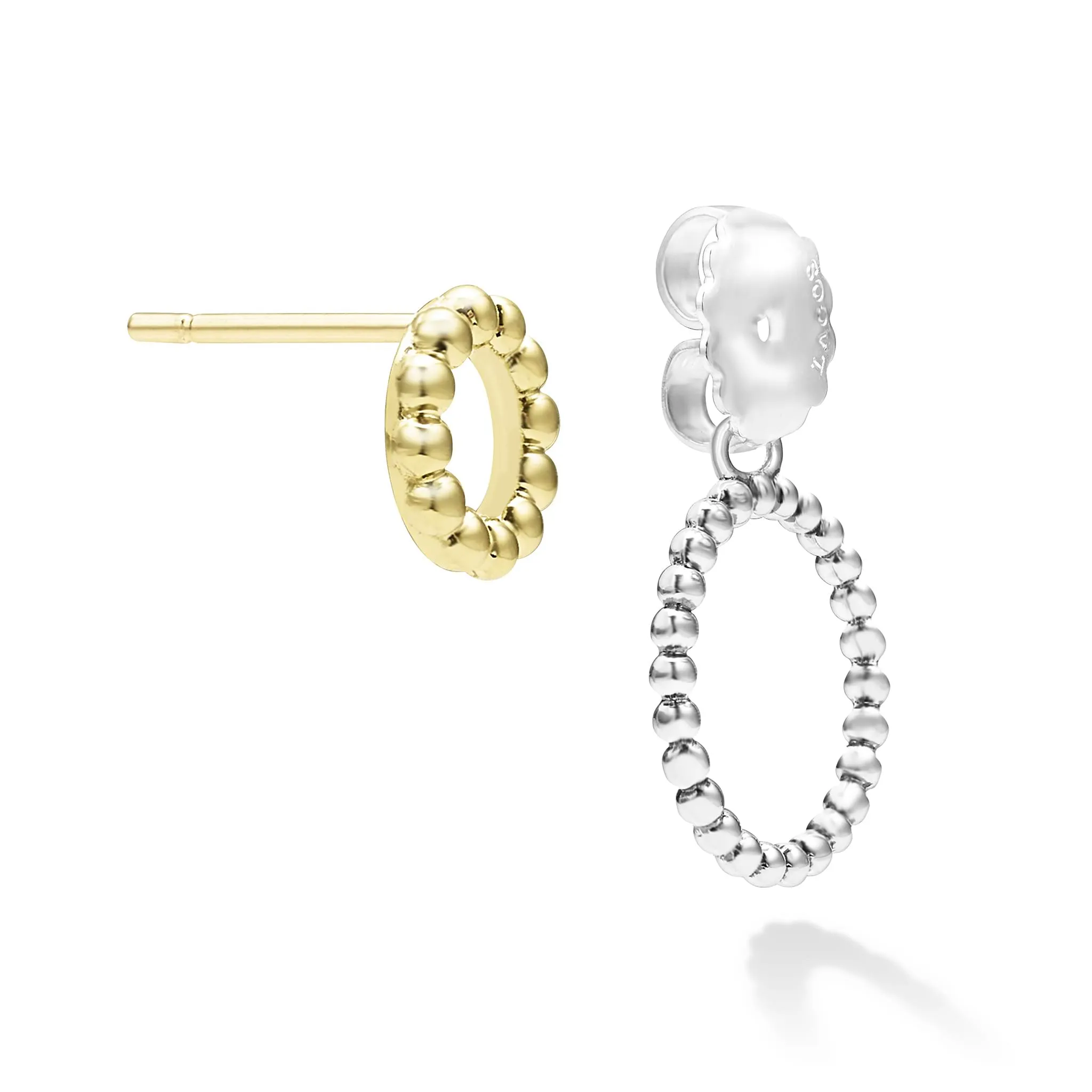 Signature Caviar Two-Tone Circle Drop Earrings