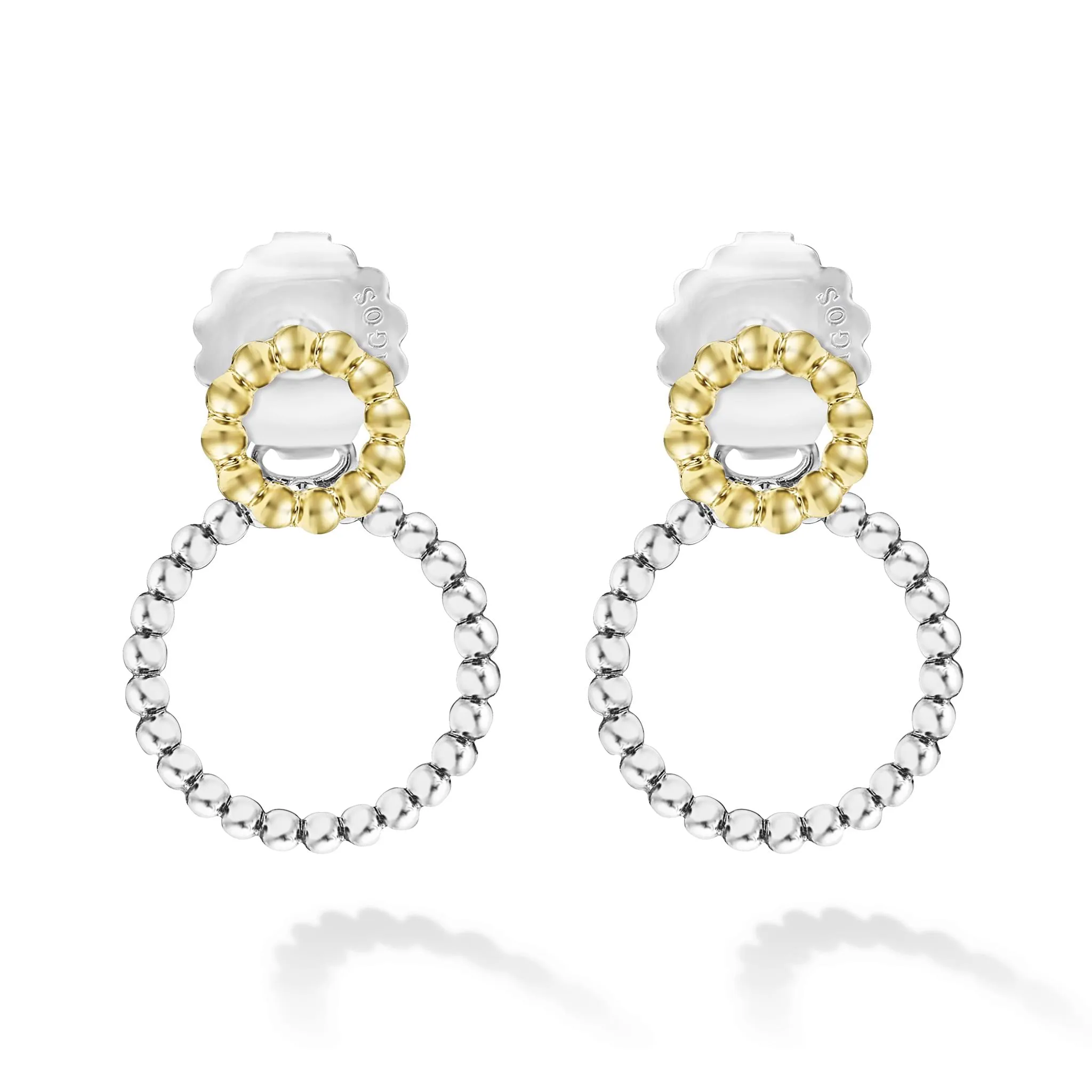 Signature Caviar Two-Tone Circle Drop Earrings