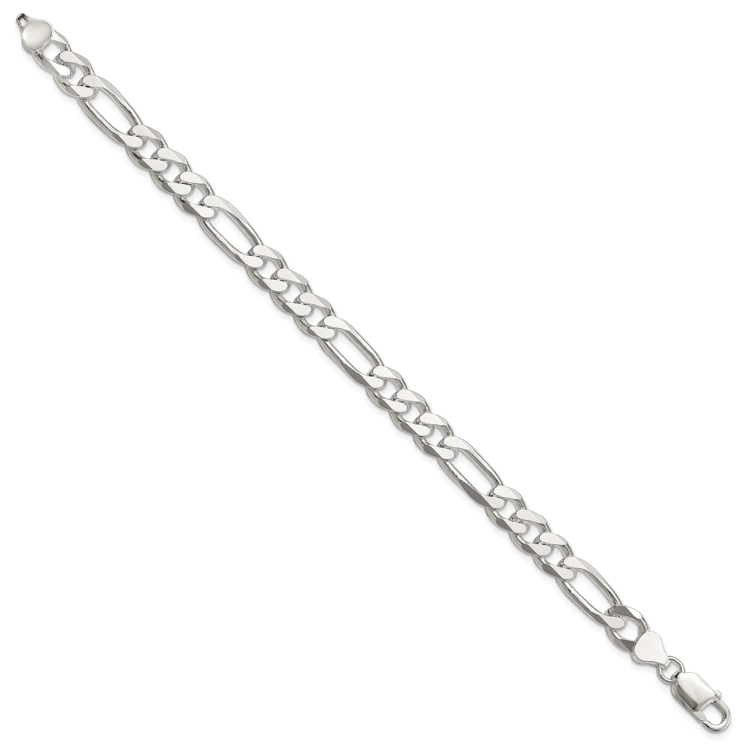 Silver Polished 7.75-mm Solid Figaro Chain