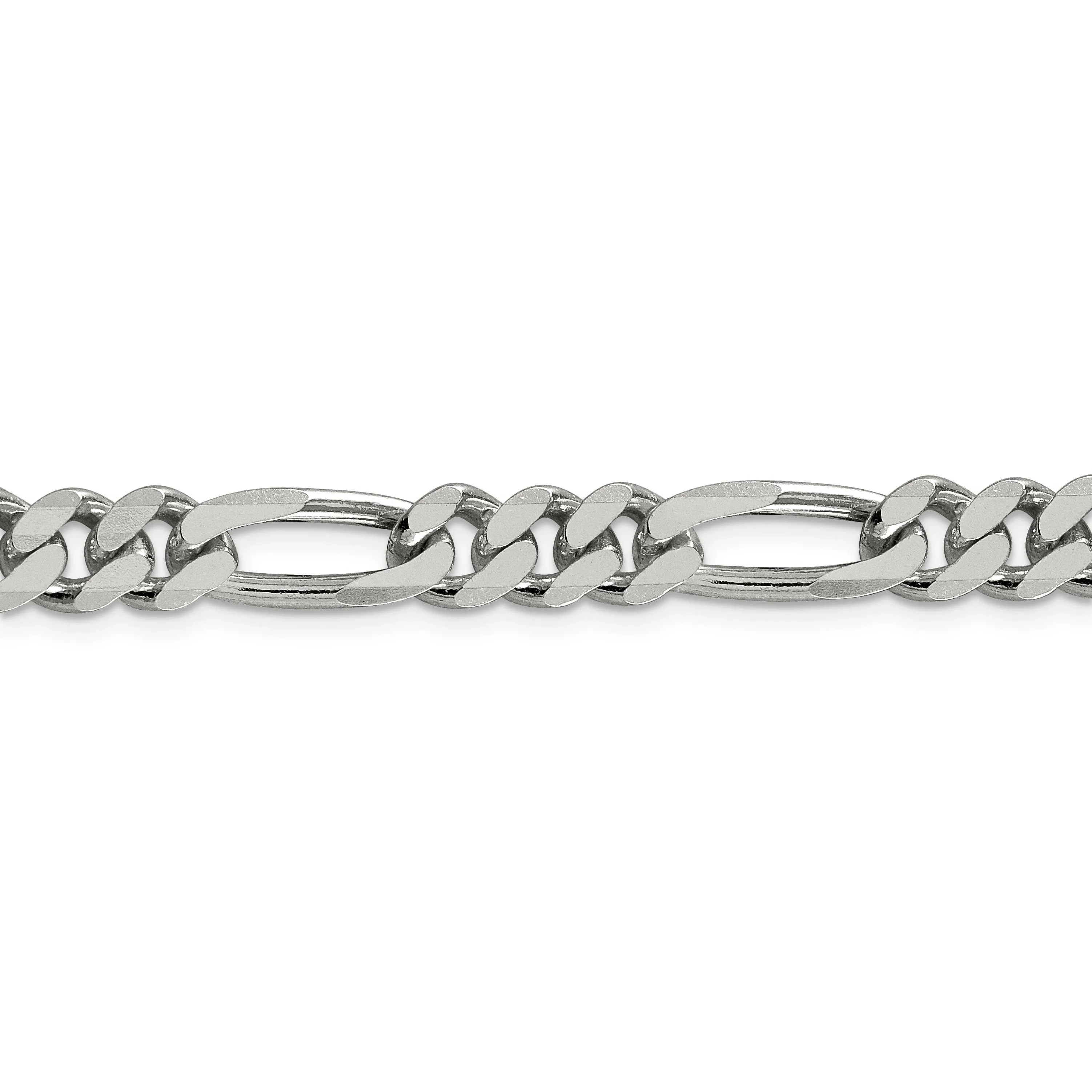 Silver Polished 7.75-mm Solid Figaro Chain