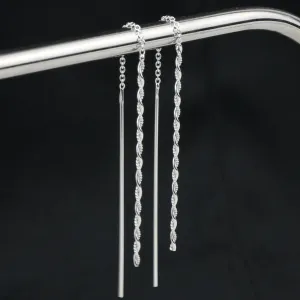 Silver Twisted Threader Earring