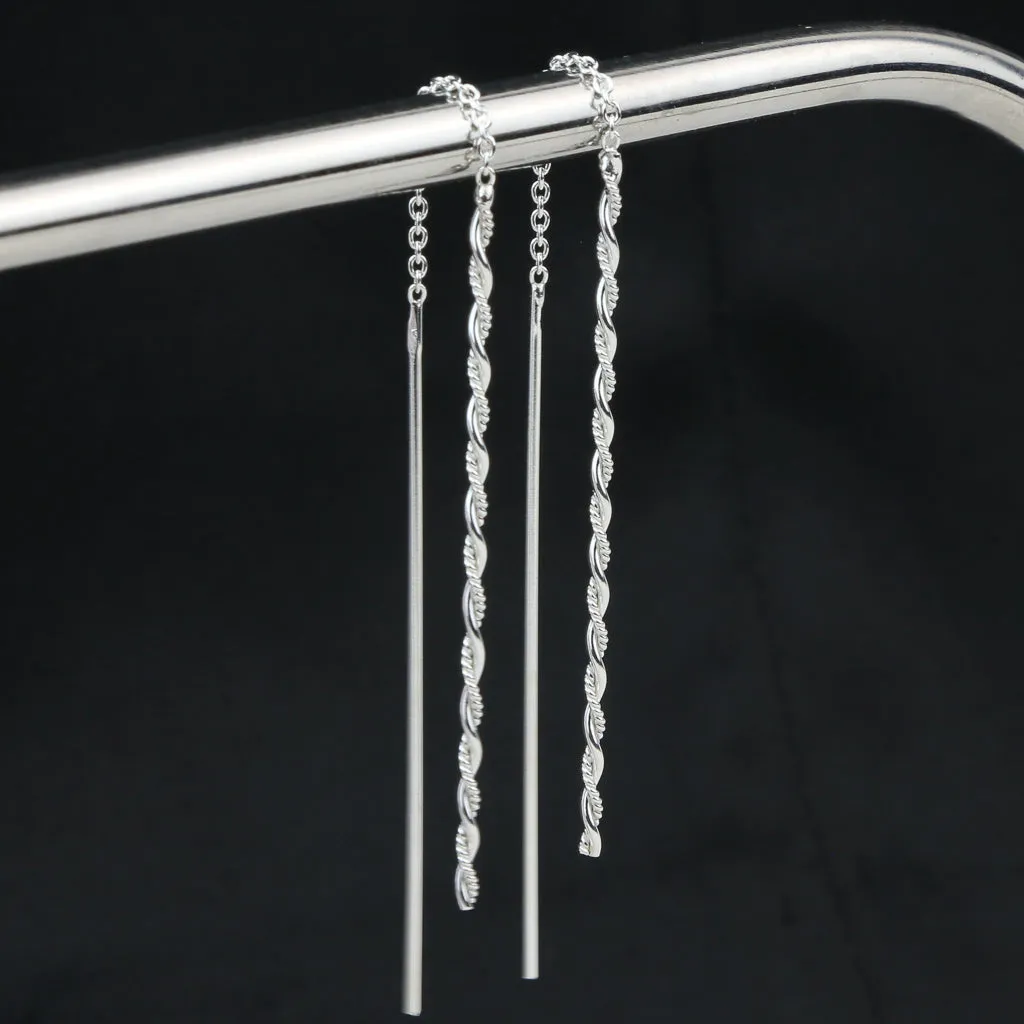 Silver Twisted Threader Earring
