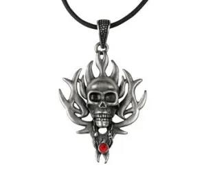 SKULL W/ FLAME RUBY PENDANT , DC/60