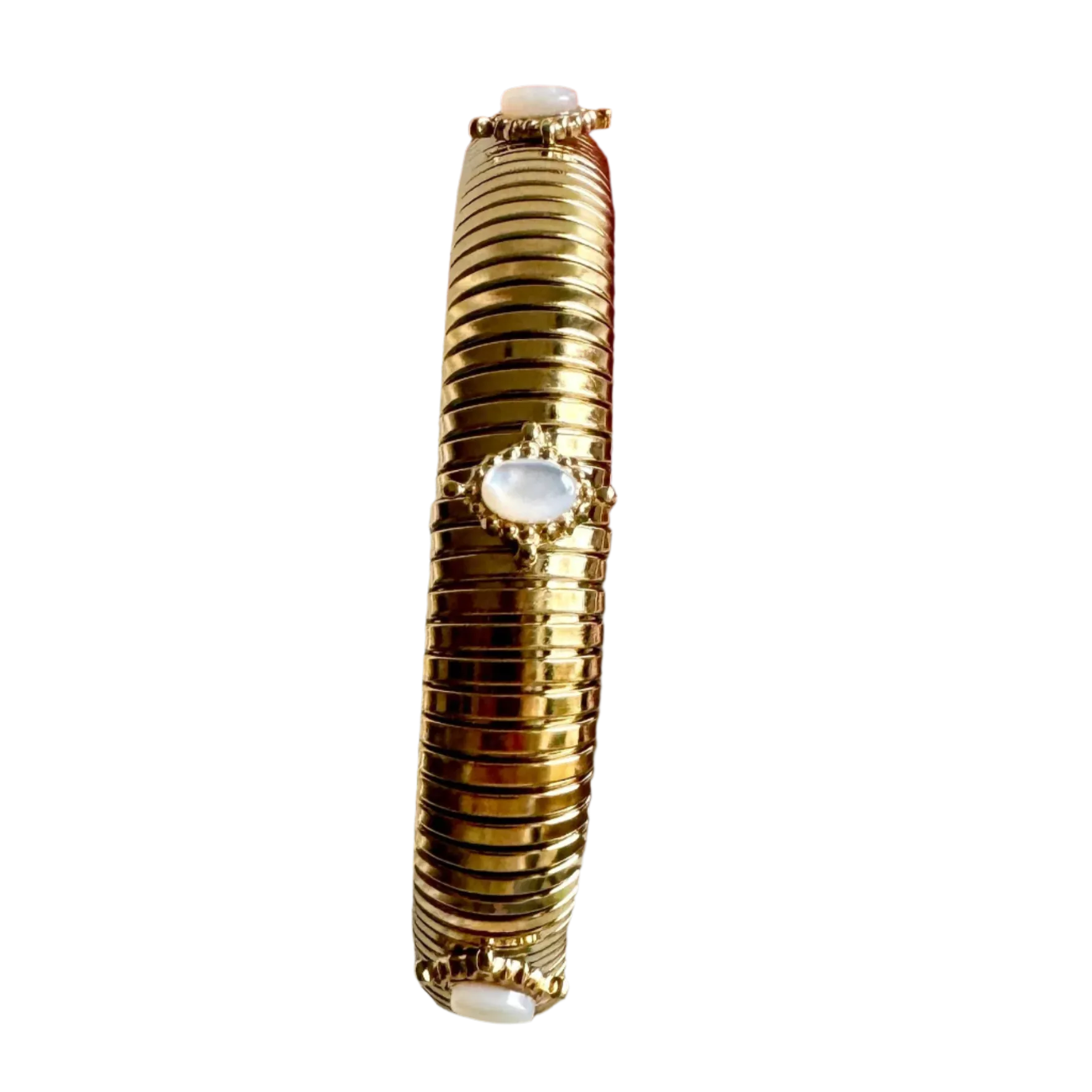 Small Mother of Pearl Gold Omega Bracelet