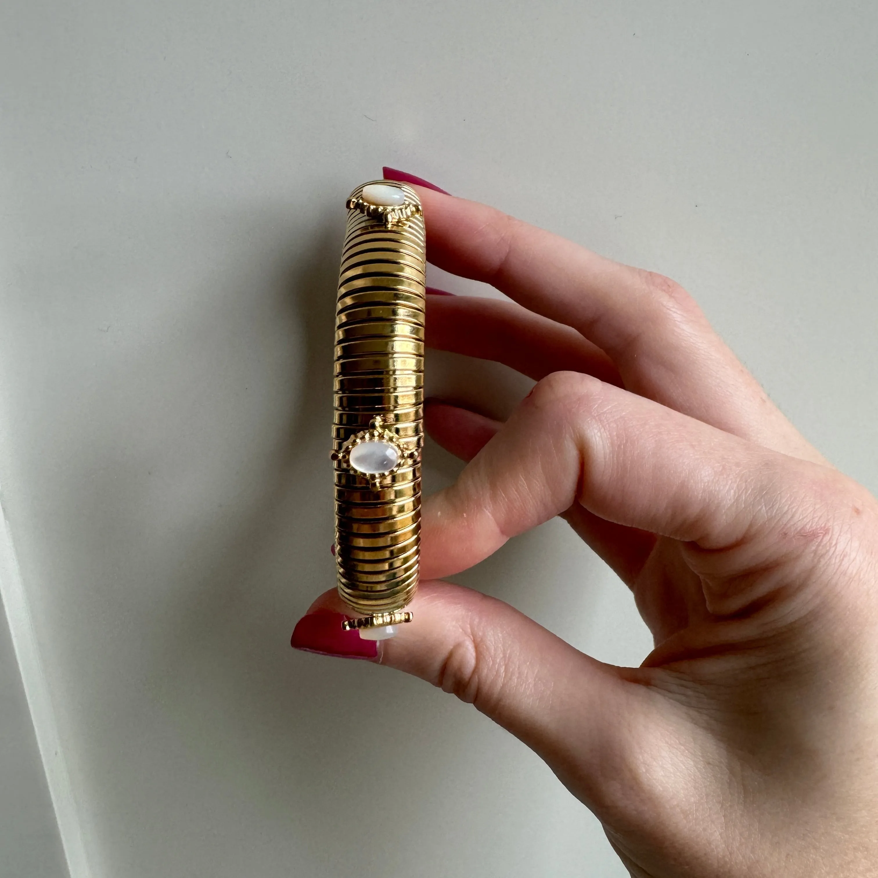 Small Mother of Pearl Gold Omega Bracelet