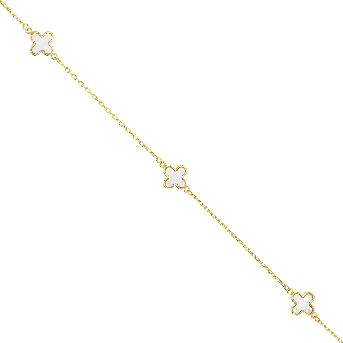 Soleil Collection Mother Of Pearl Petal Bracelet | 9K Solid Yellow Gold