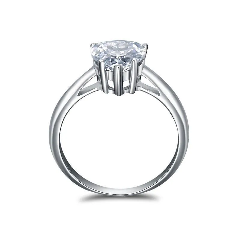 Solitaire Heart Cut Sterling Silver Engagement Ring