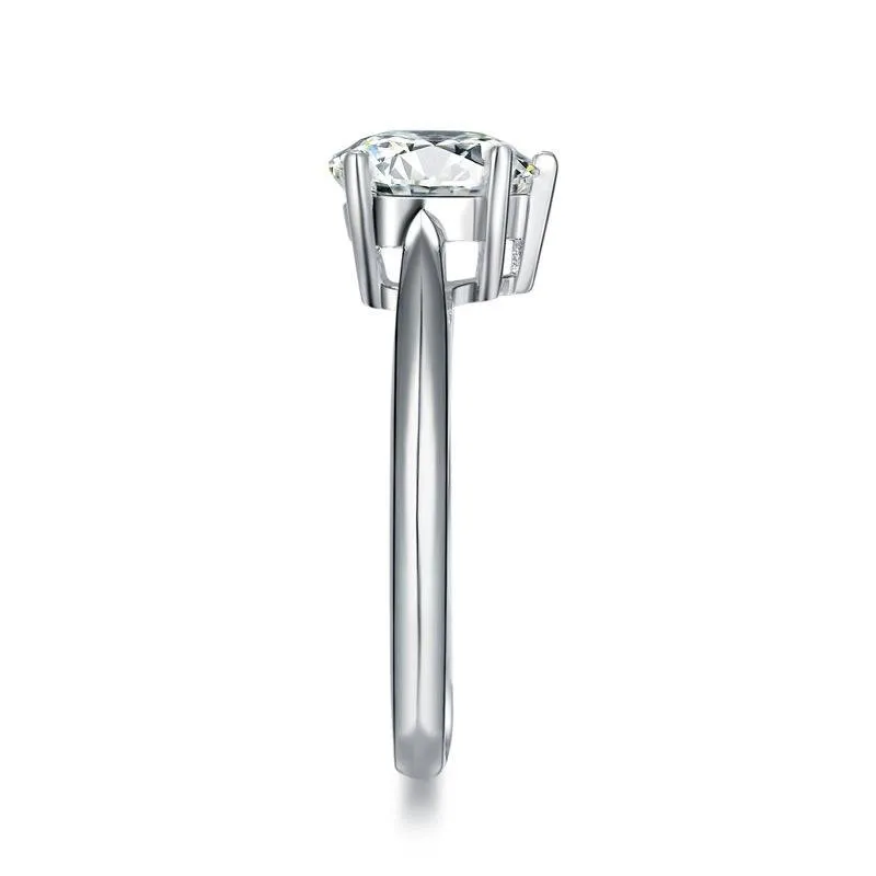 Solitaire Heart Cut Sterling Silver Engagement Ring