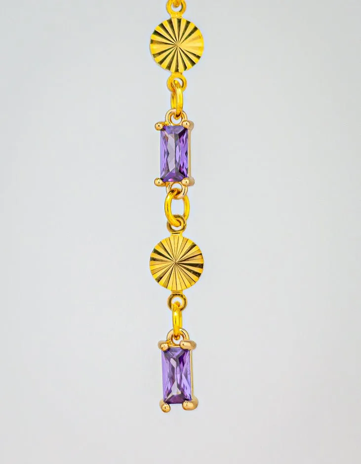 Sparkling Purple Glass Gold Dainty Earrings: Dainty Gold Earrings