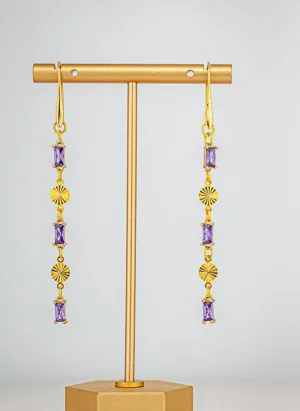 Sparkling Purple Glass Gold Dainty Earrings: Dainty Gold Earrings