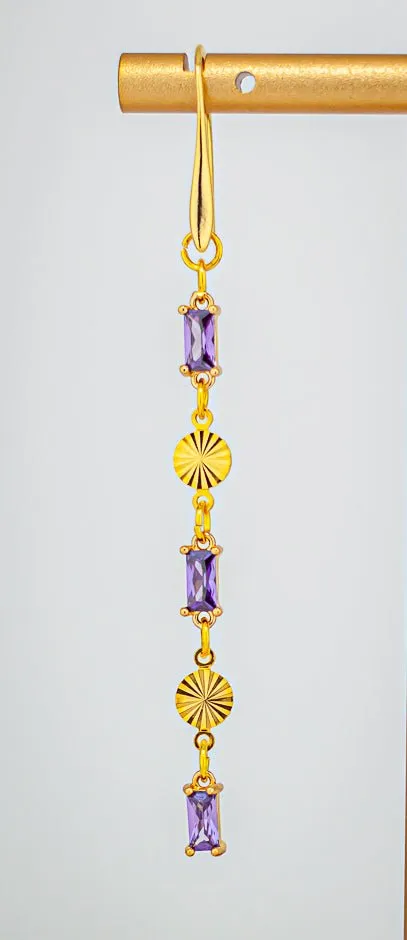 Sparkling Purple Glass Gold Dainty Earrings: Dainty Gold Earrings