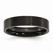 Stainless Steel Black IP-plated Brushed Flat 5mm Wedding Band Ring