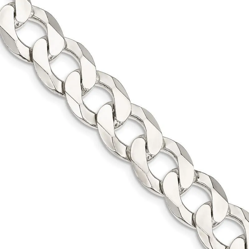 Sterling Silver 11.75mm Flat Curb Chain Necklace