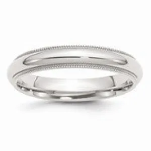 Sterling Silver 4mm Milgrain Comfort Fit Wedding Band Ring