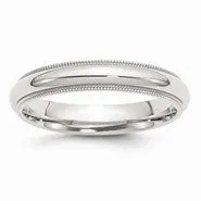Sterling Silver 4mm Milgrain Comfort Fit Wedding Band Ring