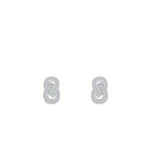 Sterling Silver Geometric Earrings with Micro-Inlaid Zircon