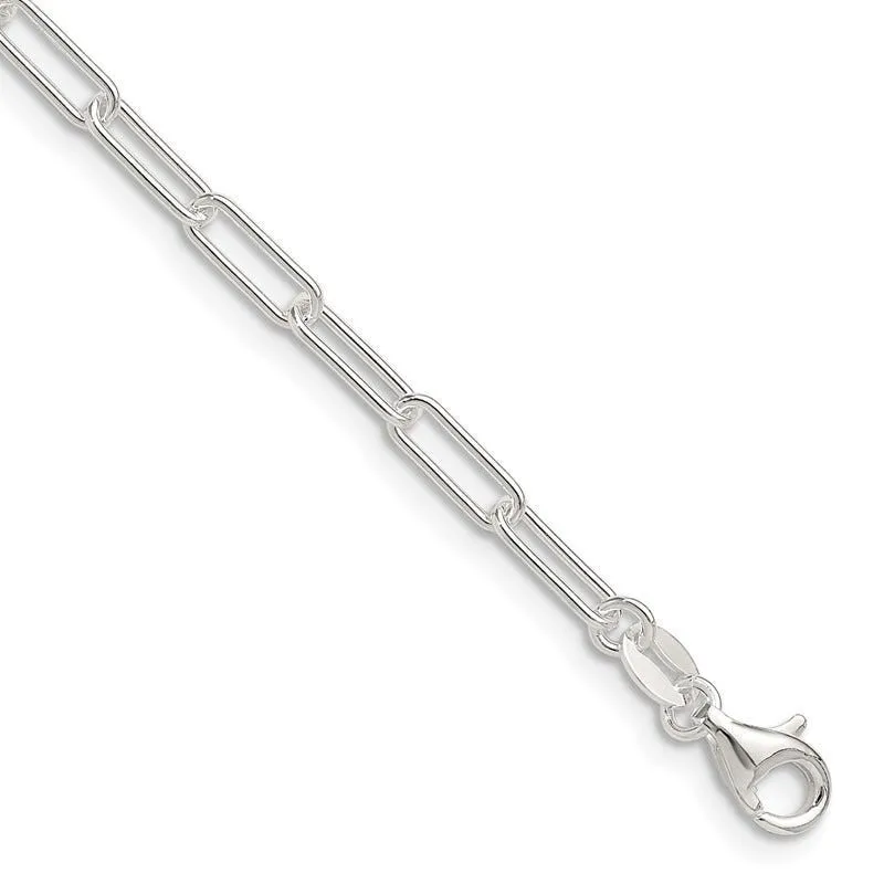 Sterling Silver Polished 3mm Elongated Paperclip Chain Necklace
