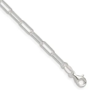Sterling Silver Polished 3mm Elongated Paperclip Chain Necklace