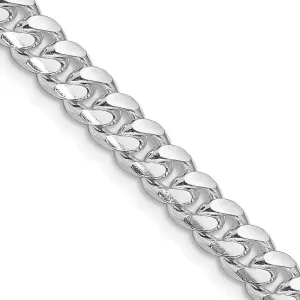 Sterling Silver Rhodium-plated 7mm Domed w/ Side D/C Curb Chain Necklace