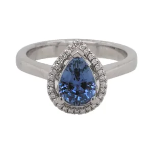 Stormy Pear Halo Ring
