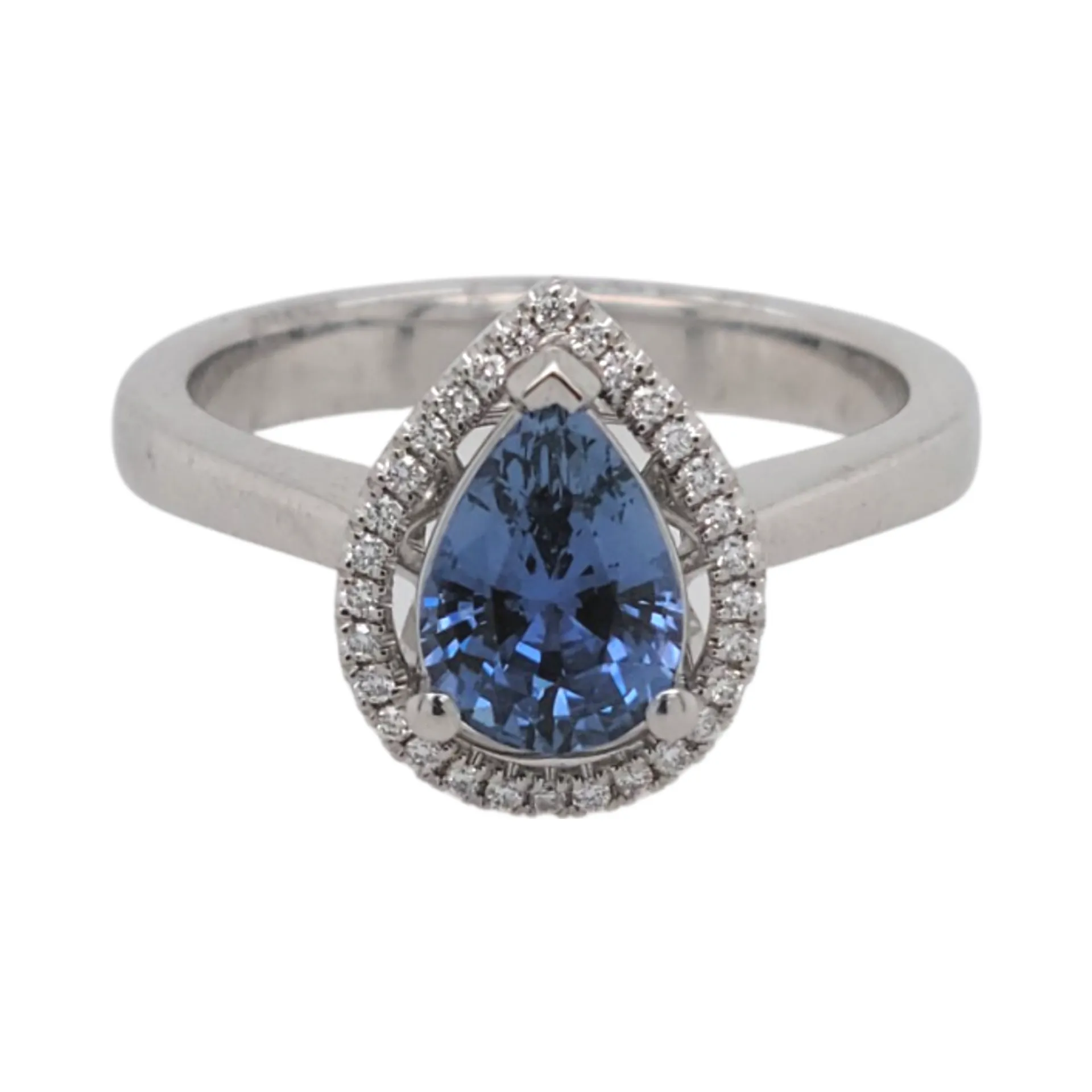 Stormy Pear Halo Ring