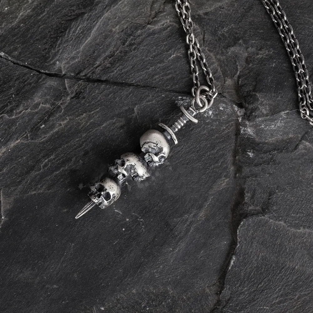 Sword Skull - 925 Silver Gothic Pendant by The Nevermore