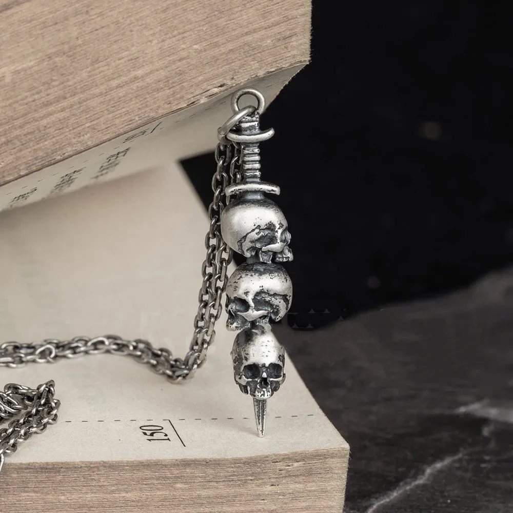 Sword Skull - 925 Silver Gothic Pendant by The Nevermore