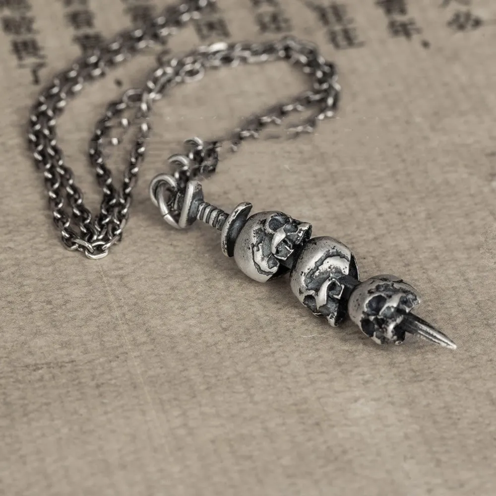 Sword Skull - 925 Silver Gothic Pendant by The Nevermore