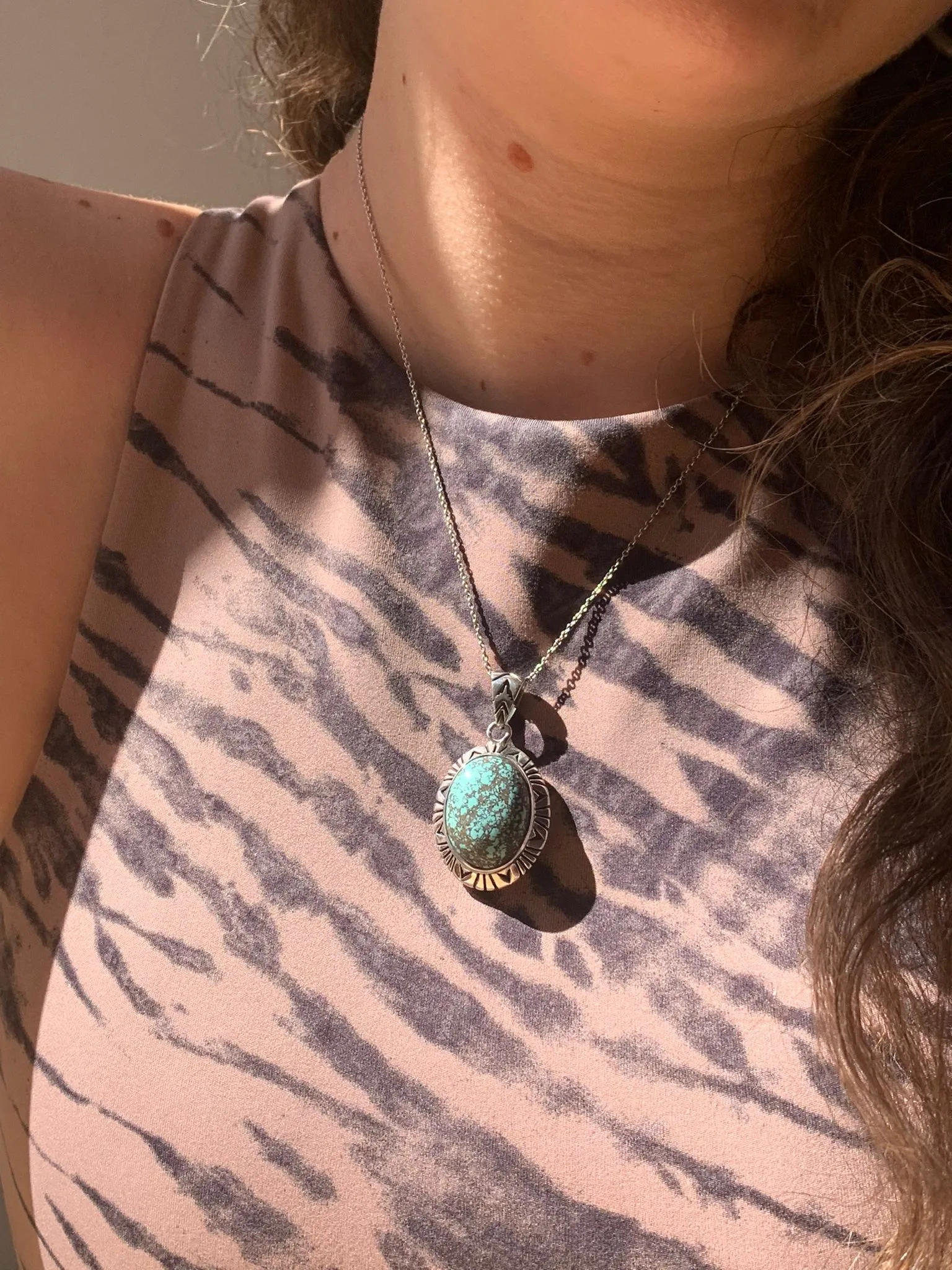 Tibetan Turquoise Zuma Pendant - Reg. Oval