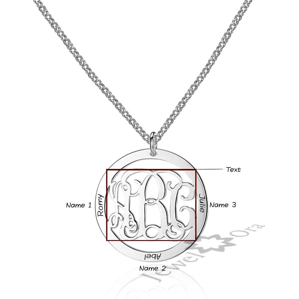 Trendy Personalized 925 Sterling Silver Monogram Necklace Unique Names DIY Best Friend Gift With Box