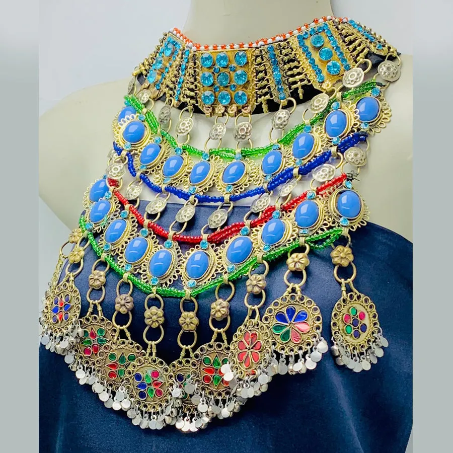 Tribal Oversized Necklace With Dangling Pendants