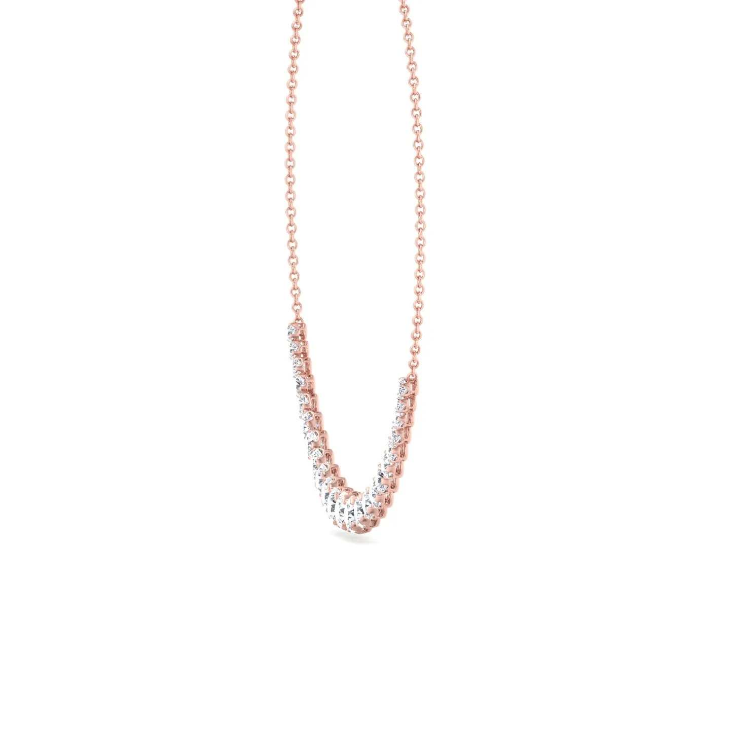 Tullia - Halfway Graduated Crown Prong Natural Diamond Tennis Necklace