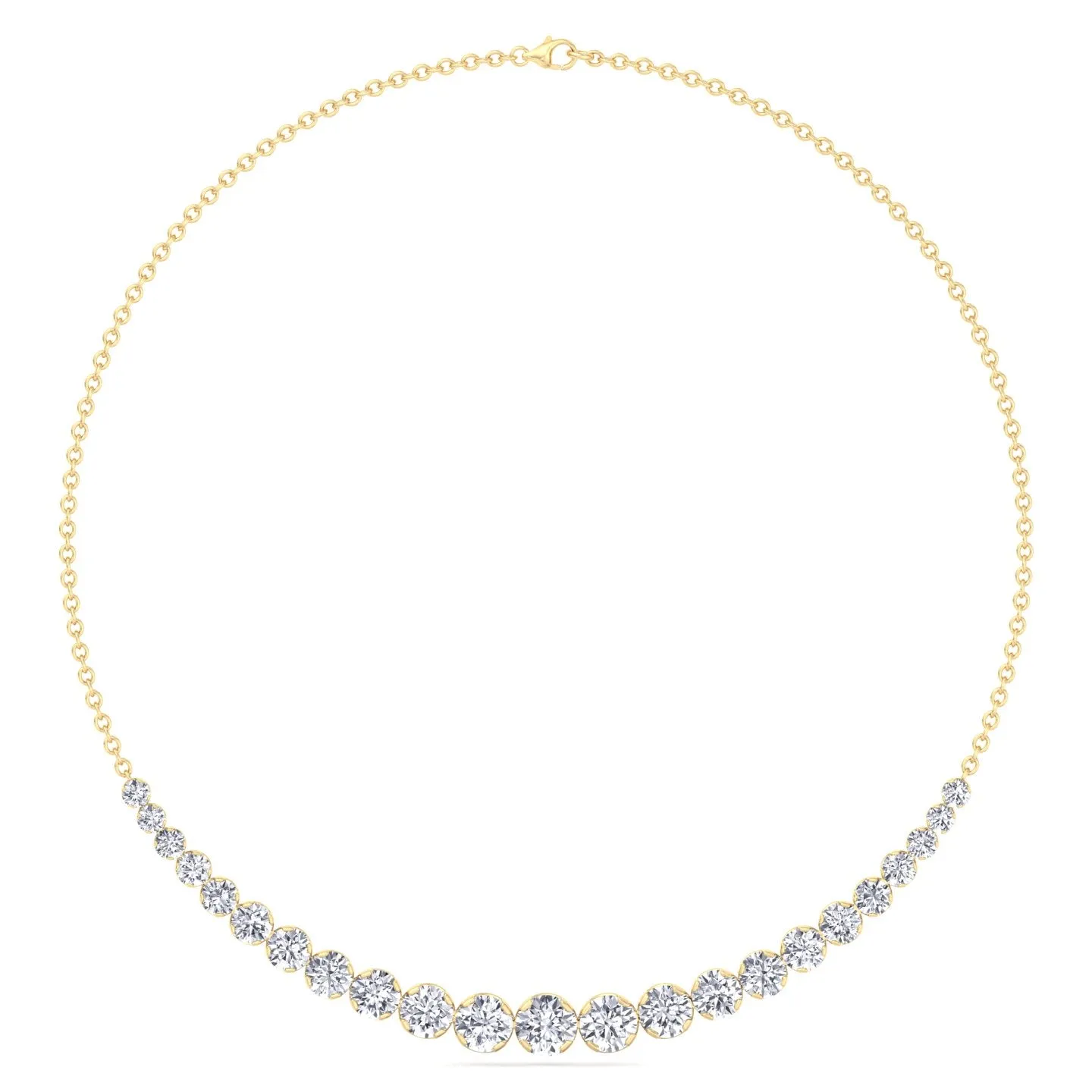 Tullia - Halfway Graduated Crown Prong Natural Diamond Tennis Necklace