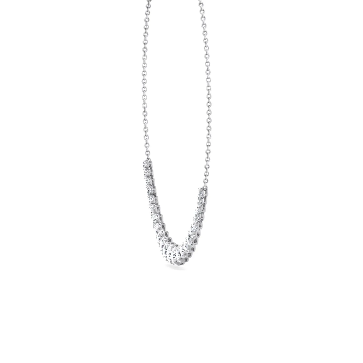 Tullia - Halfway Graduated Crown Prong Natural Diamond Tennis Necklace
