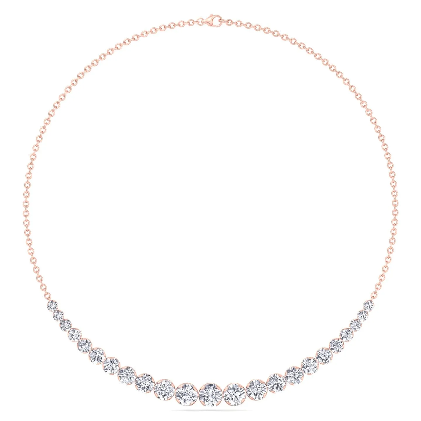 Tullia - Halfway Graduated Crown Prong Natural Diamond Tennis Necklace