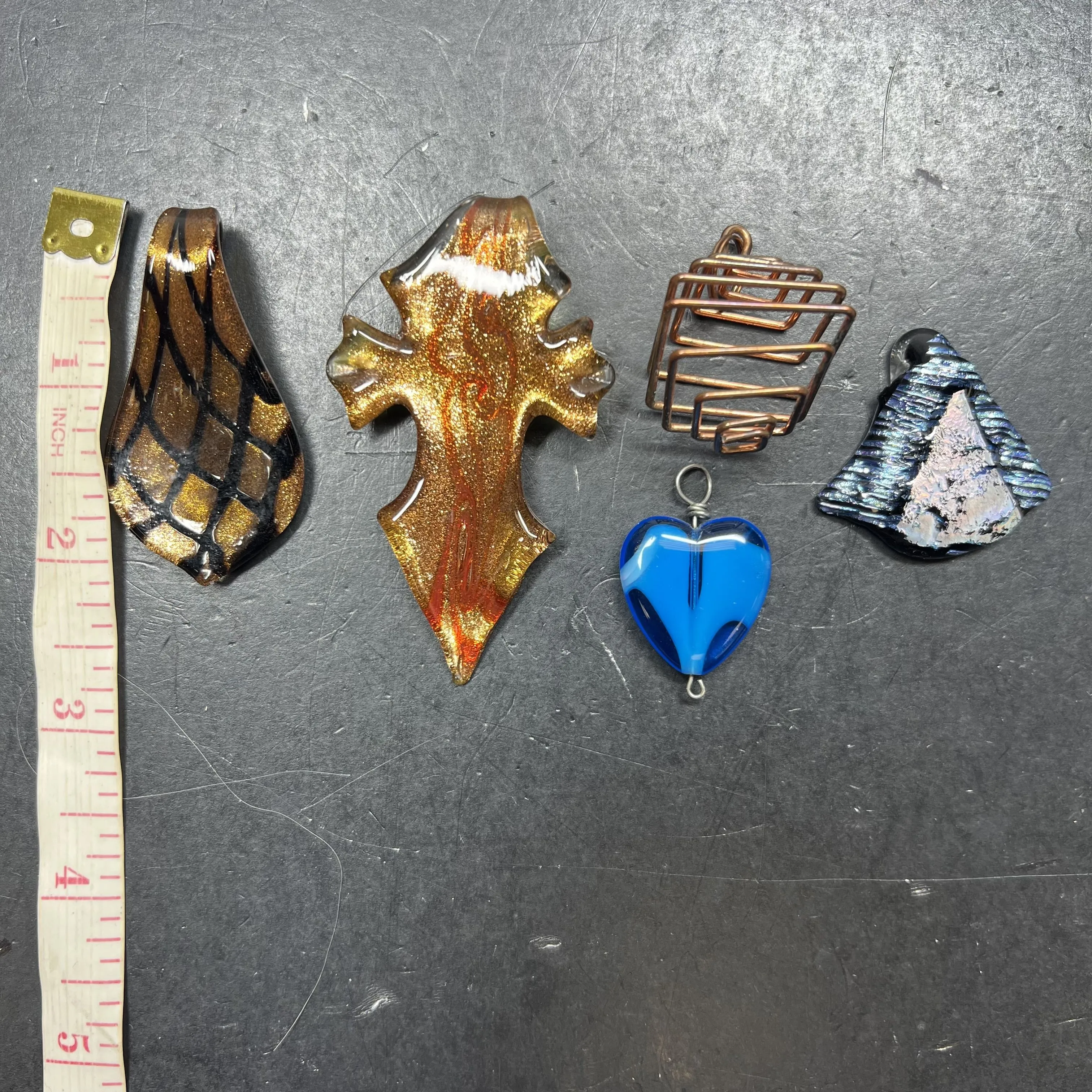 Unique Artsy Pendants Glass Metal Medium Size Lot of 5