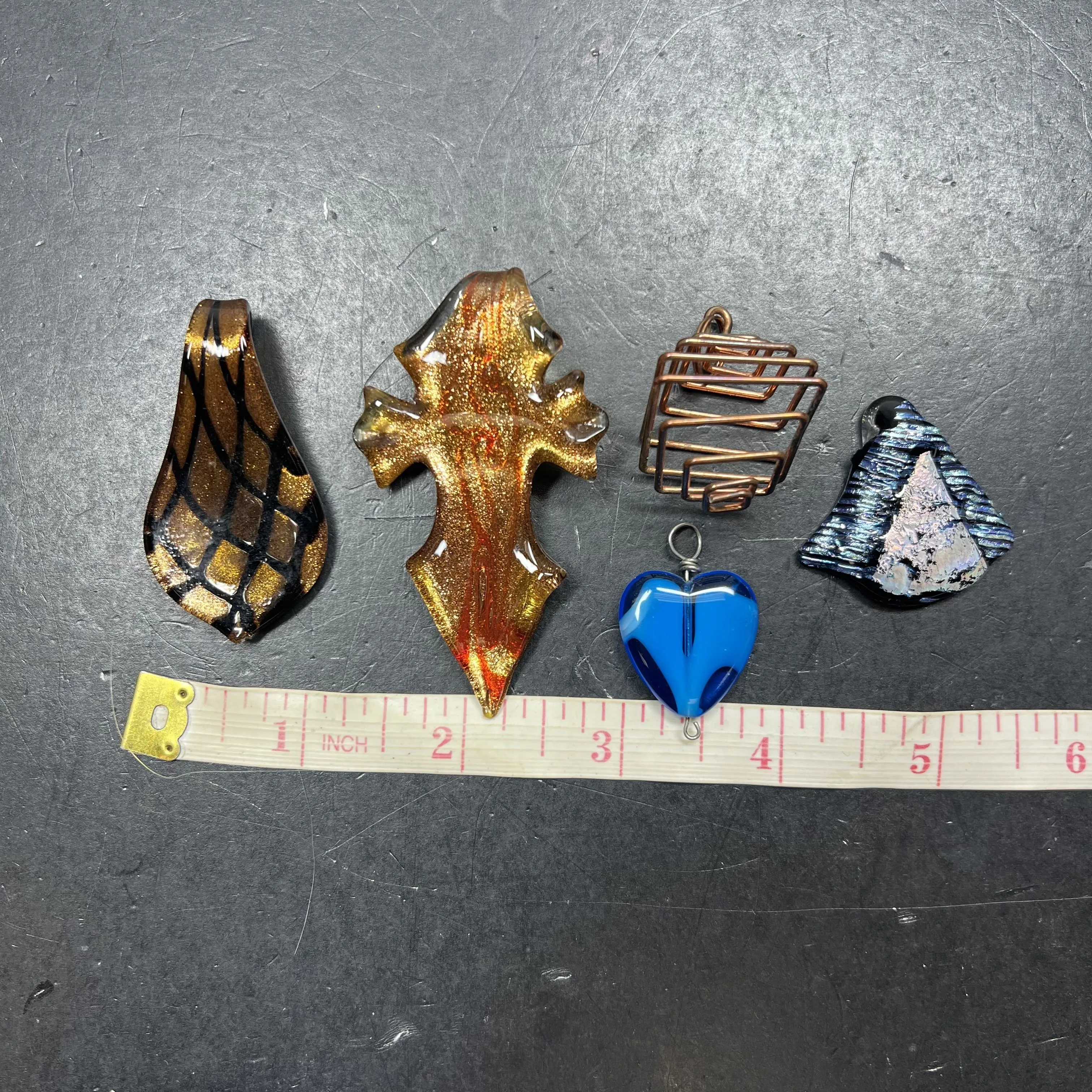 Unique Artsy Pendants Glass Metal Medium Size Lot of 5