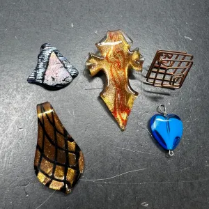 Unique Artsy Pendants Glass Metal Medium Size Lot of 5