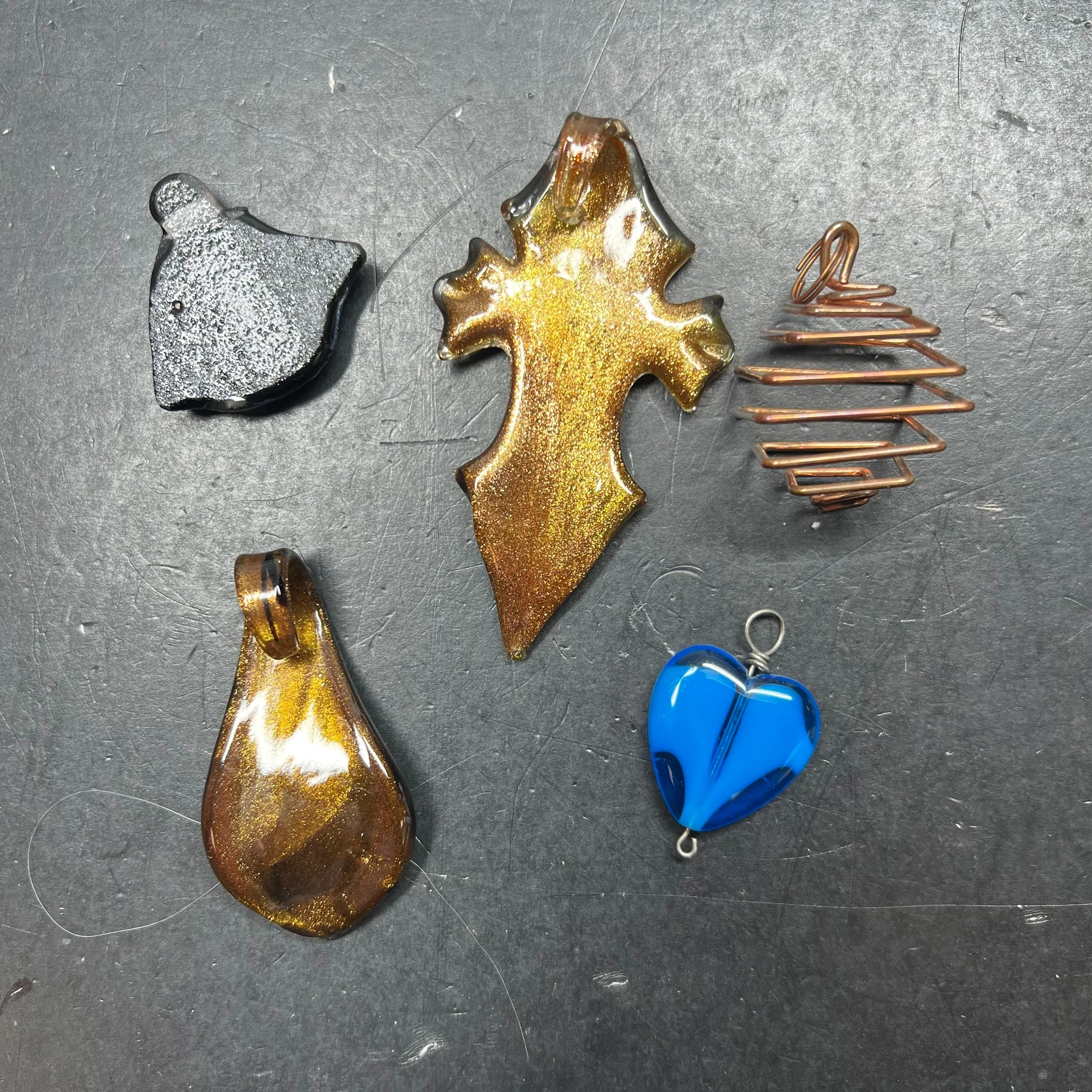 Unique Artsy Pendants Glass Metal Medium Size Lot of 5